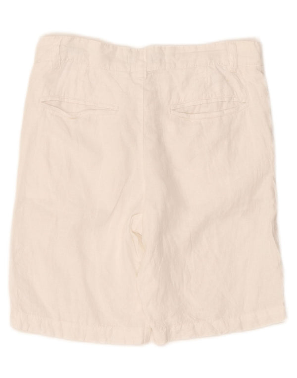 Benetton Damen-Chinoshorts mit hoher Taille, IT 42, Mittel W30, weißes Leinen