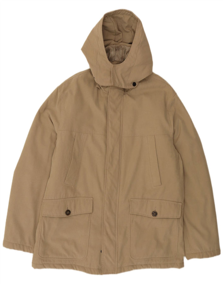 Adhoc Wattierte Herrenjacke mit Kapuze IT 54 2XL Beige Polyester