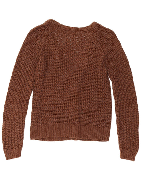 Zara Damen-Cardigan-Pullover UK 12 Mittelbraune Baumwolle