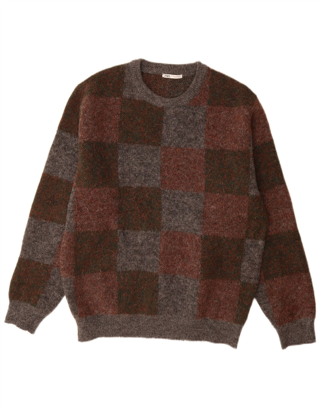 Zara Herren-Pullover mit Rundhalsausschnitt, XL, mehrfarbig, geometrisch, Polyester