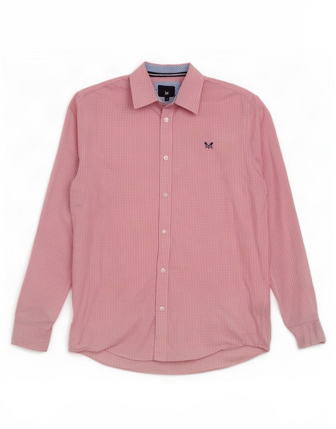 Crew Clothing Herren-Hemd mit klassischer Passform, mittelrosa Gingham-Baumwolle