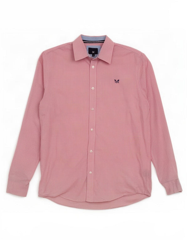 Crew Clothing Herren-Hemd mit klassischer Passform, mittelrosa Gingham-Baumwolle