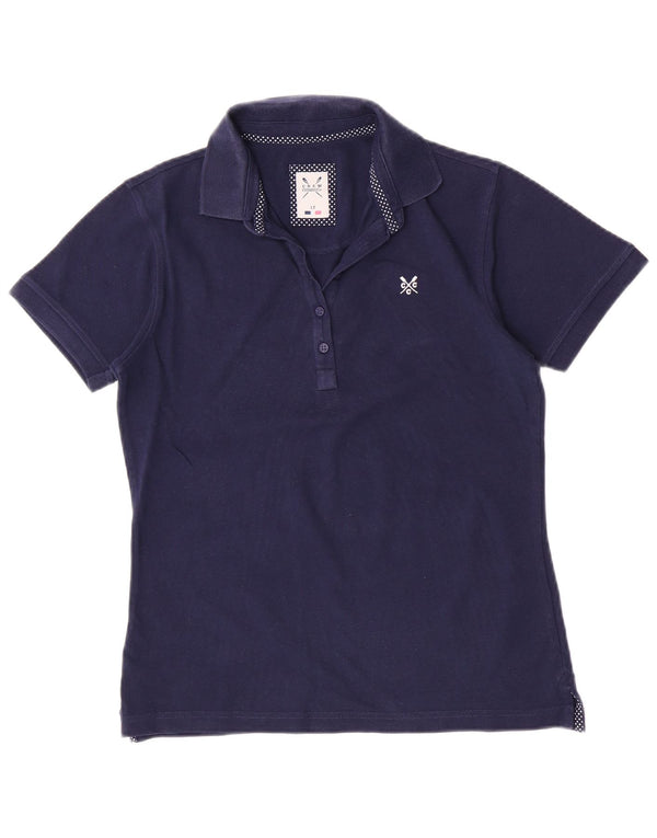 Crew Clothing Womens Polo Shirt UK 12 Medium Navy Blue Cotton