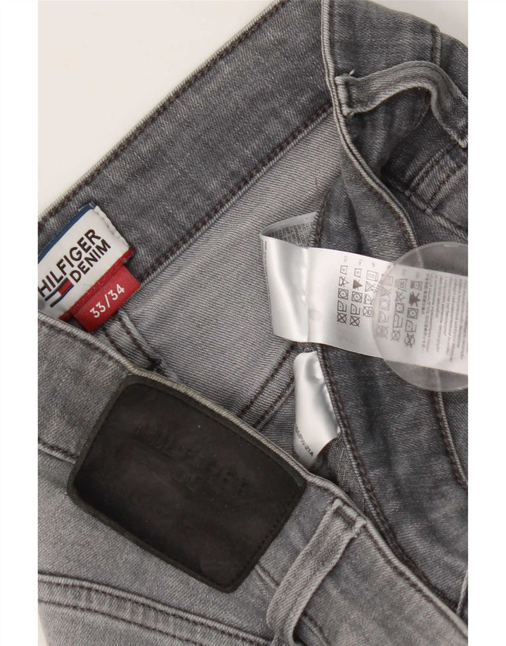 Tommy Hilfiger Herren Slim Jeans W33 L34 Graue Baumwolle
