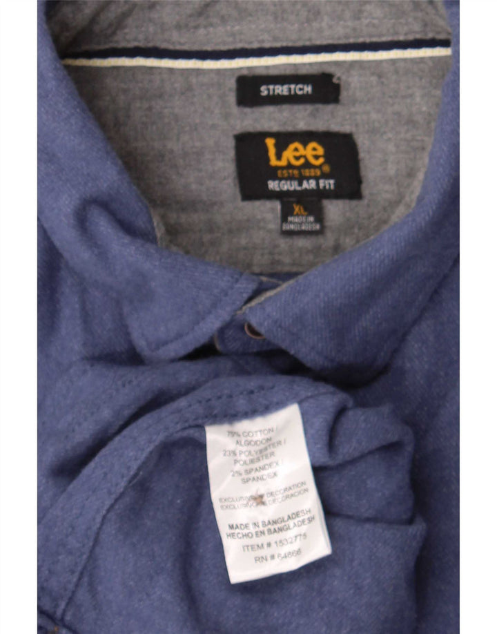 Lee Herren-Stretchhemd XL aus blauer Baumwolle