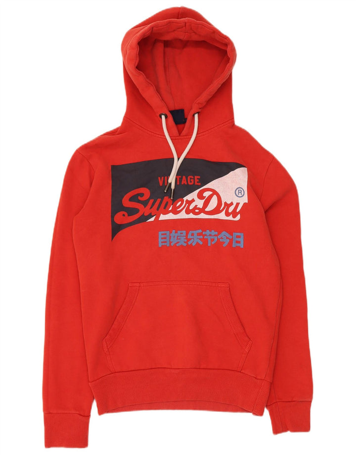 SUPERDRY Herren-Kapuzenpullover mit Grafik, XS, rote Baumwolle