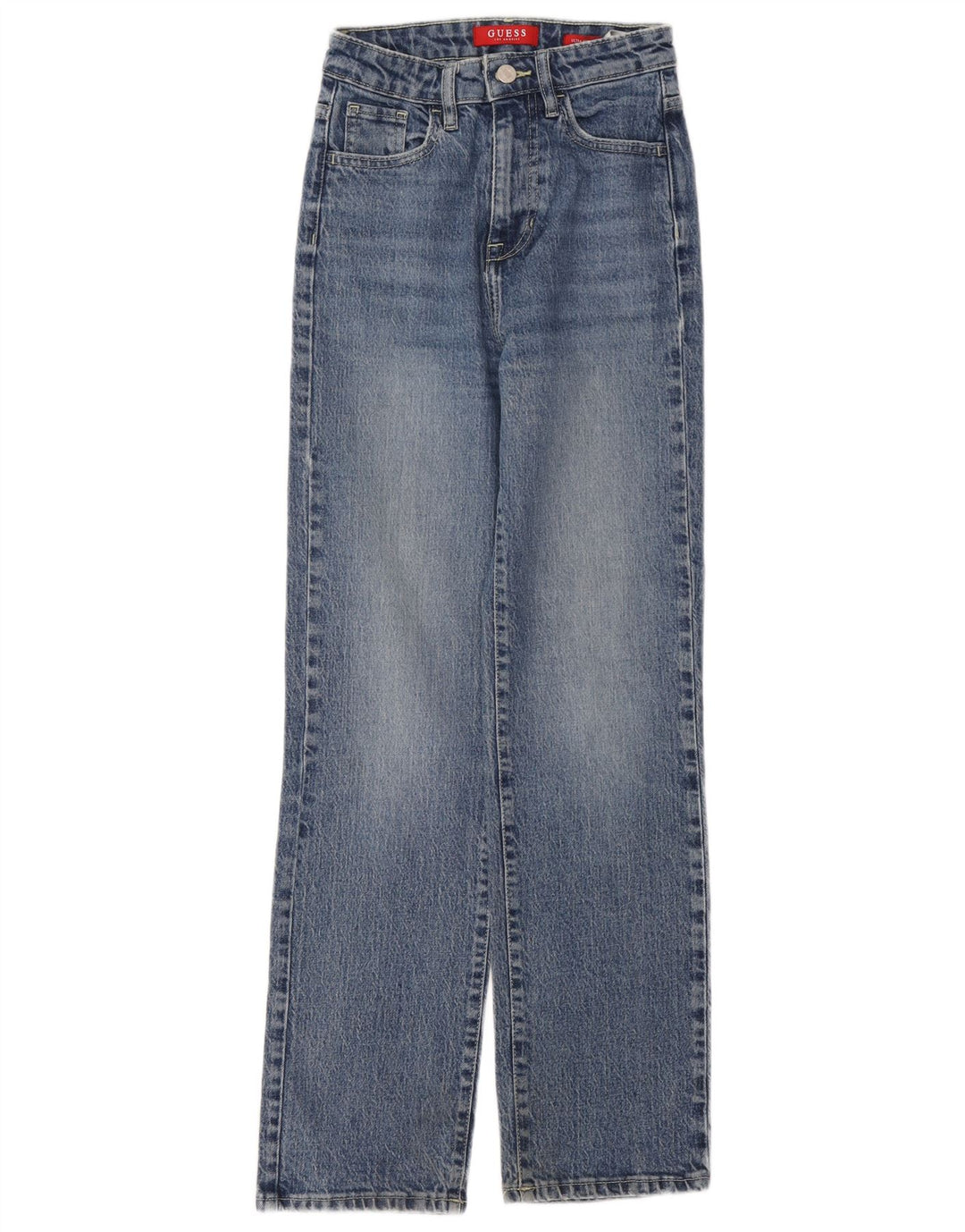 Guess Damen Straight Jeans W24 L29 Blaue Baumwolle