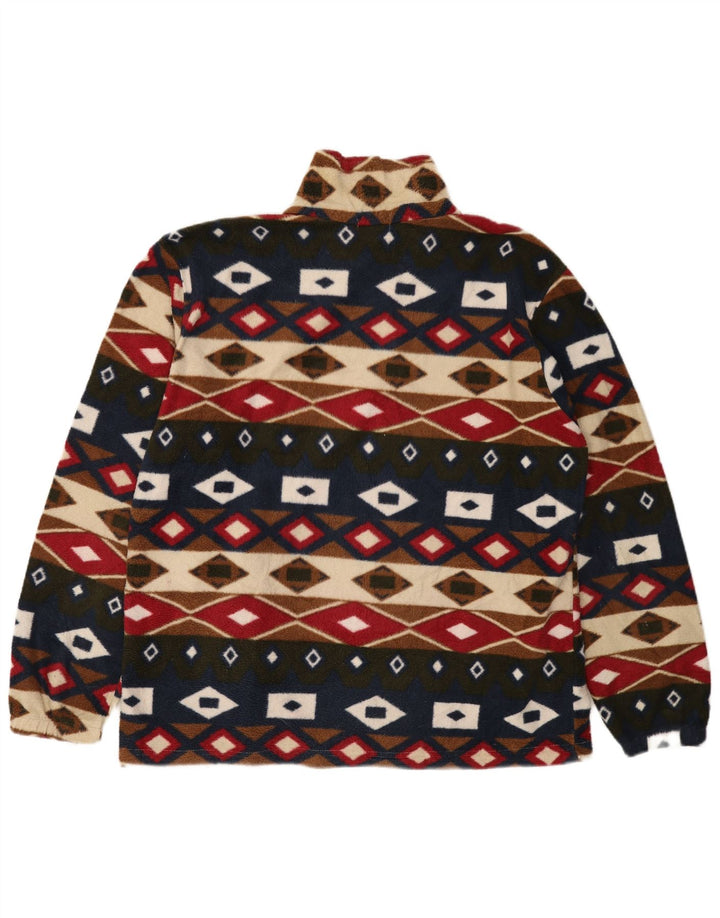 VINTAGE Damen Übergroße Fleecejacke UK 16 Groß Mehrfarbig Geometrisch