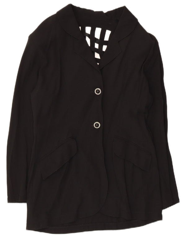 Vintage Damen 2-Knopf-Blazerjacke UK 14 Medium Schwarz