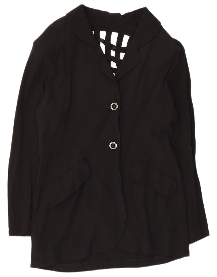 Vintage Damen 2-Knopf-Blazerjacke UK 14 Medium Schwarz