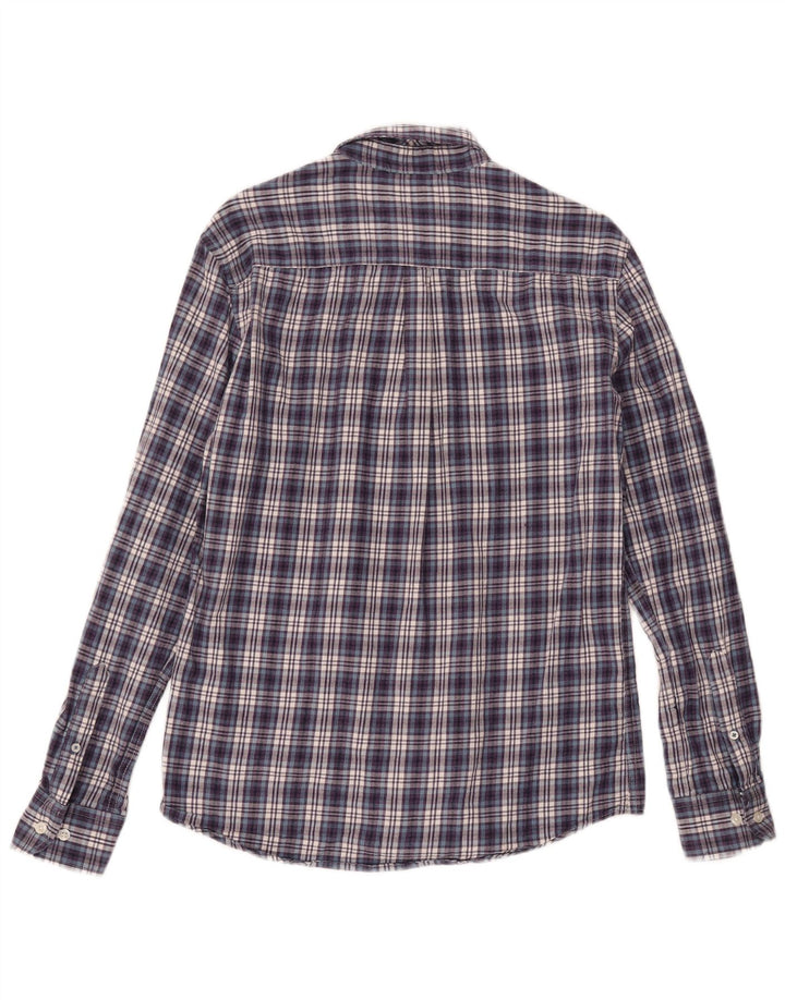 Crew Clothing Herren-Flanellhemd, mittelblau, kariert, Baumwolle