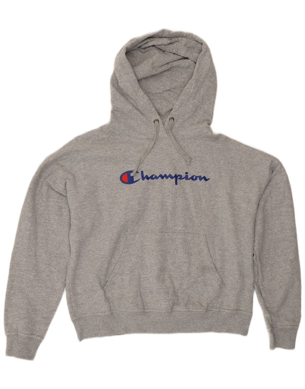 Champion Womens Graphic Oversized Hoodie Pullover UK 14 Mittelgrau meliert