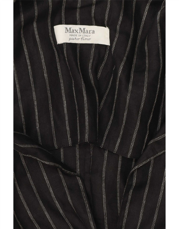 Max Mara Damen-Blazer mit 2 Knöpfen, UK 14, Mittelschwarz, Nadelstreifen
