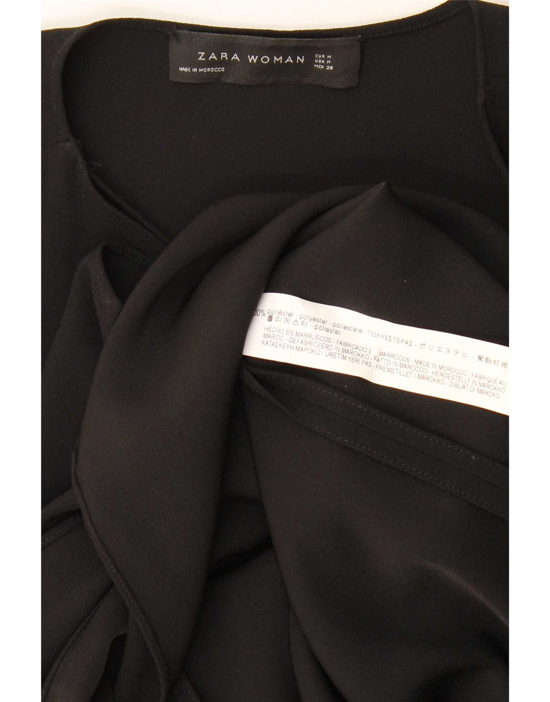 Ärmelloses Wickelkleid für Damen von Zara, UK 12, Mittelschwarz, Polyester
