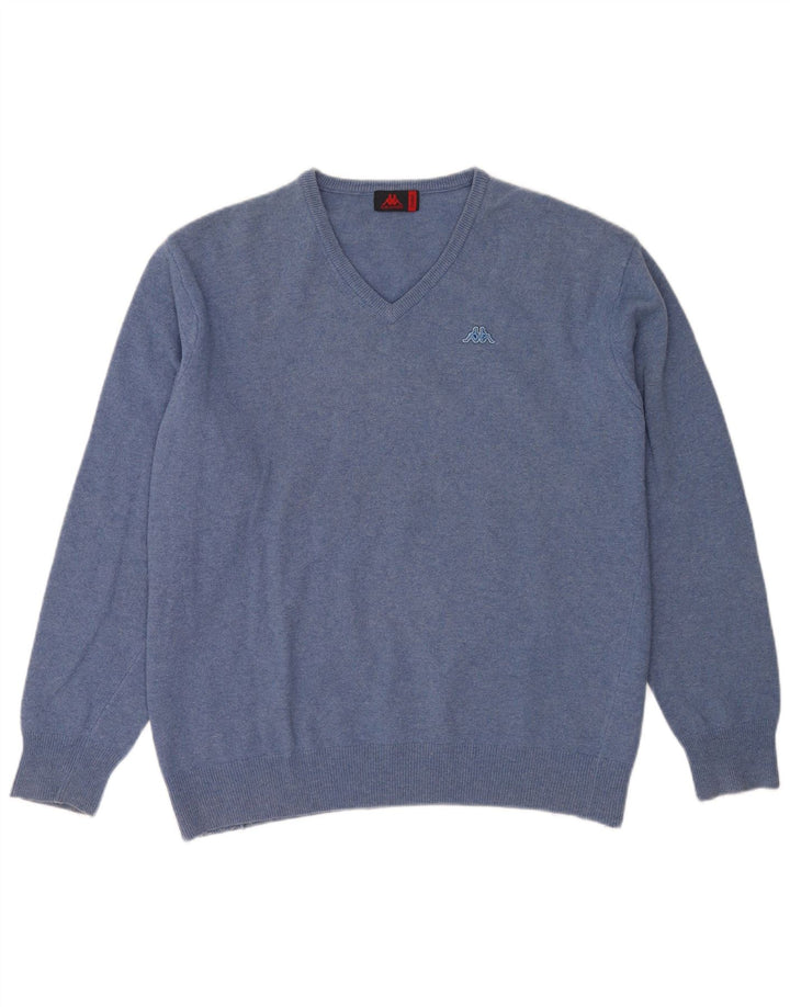 Kappa Herren-Pullover mit V-Ausschnitt, XL, blaue Wolle