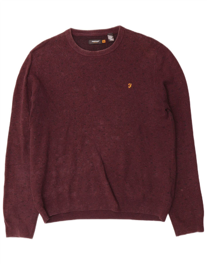 Farah Herren-Pullover mit Rundhalsausschnitt, mittlere kastanienbraune Baumwolle