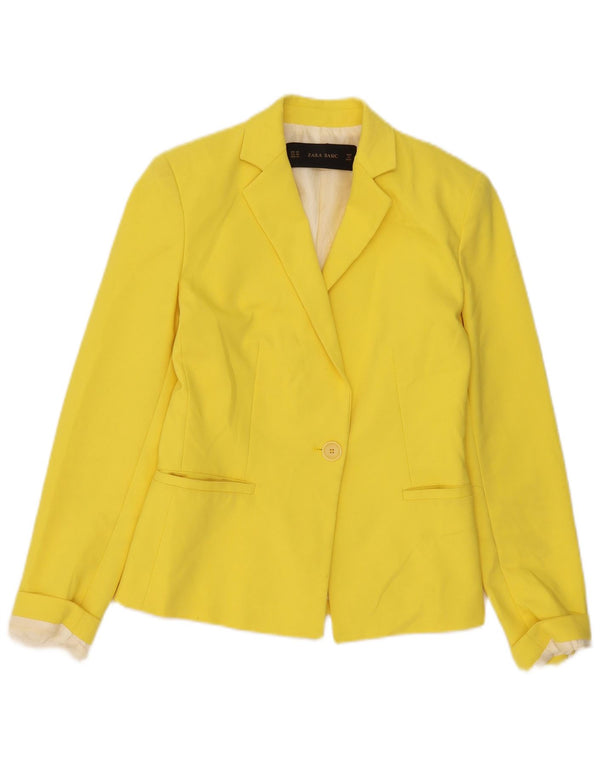 Zara Damen 1-Knopf-Blazerjacke UK 6 XS Gelbes Polyester