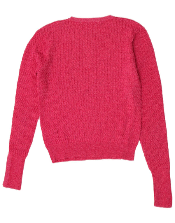 Zara Damen Pullover mit bauchfreiem U-Boot-Ausschnitt, Gr. 12, Mittelrosa, Viskose