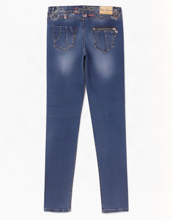 Desigual Damen Skinny Jeans W32 L32 Blau geblümt