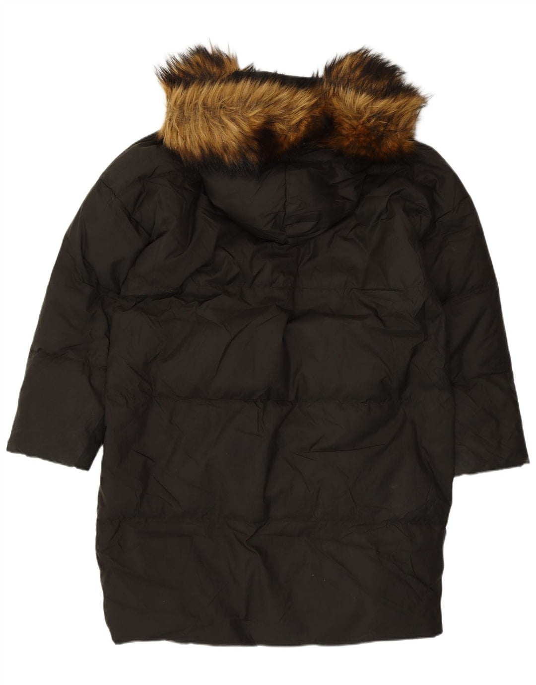 Zara Damen Übergroßer, gepolsterter Mantel mit Kapuze, UK 10, Small, schwarzes Nylon