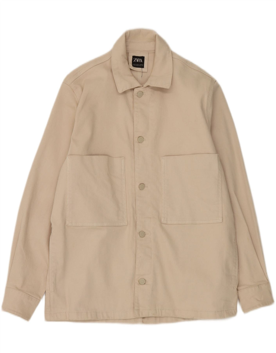 Zara Herren-Utility-Jacke UK 38 Mittelbeige Baumwolle
