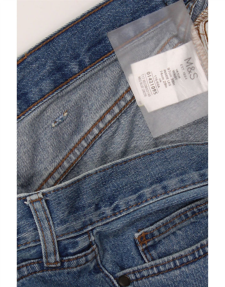 Marks & Spencer Herren Straight Jeans W36 L29 Blaue Baumwolle