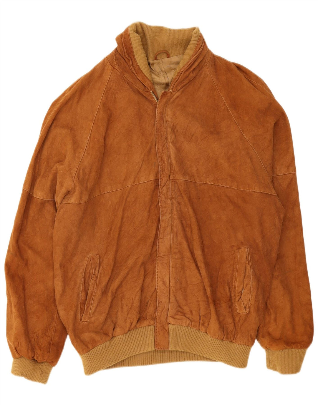 Vintage Herren Wildleder Bomberjacke UK 36 Kleines braunes Leder
