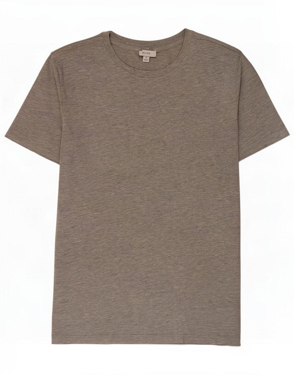 Reiss Herren-T-Shirt-Oberteil aus mittelgrau gesprenkelter Baumwolle
