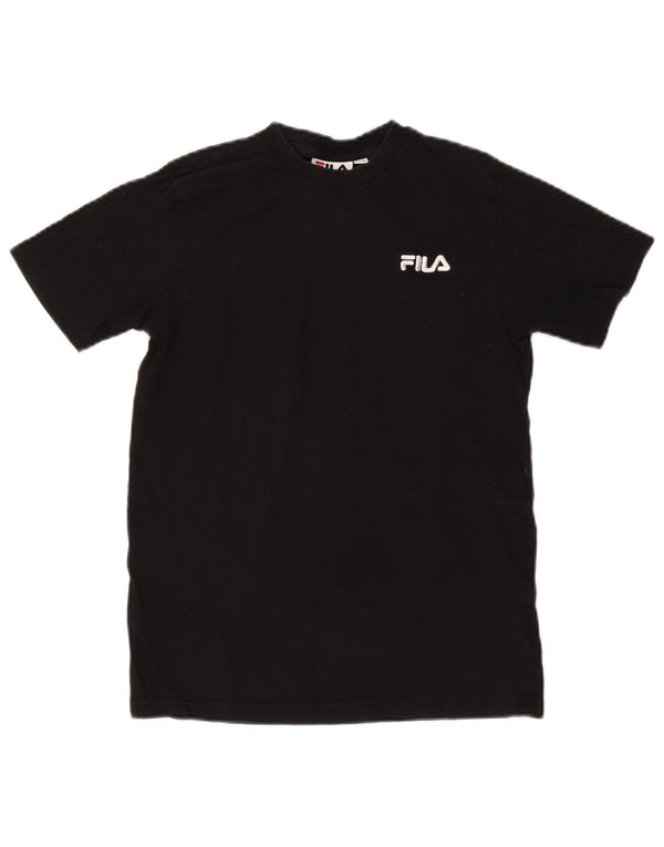 FILA Damen T-Shirt Top UK 6 XS Schwarz Baumwolle