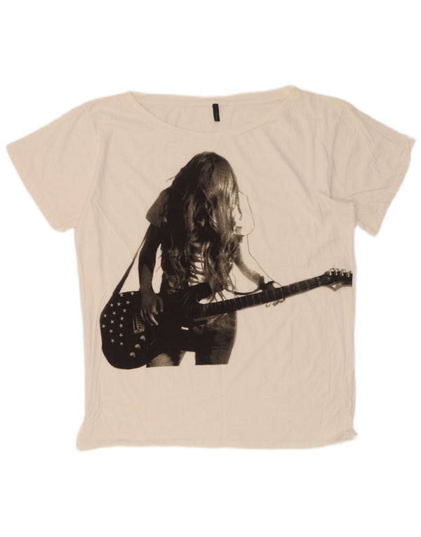 Benetton Womens Graphic T-Shirt Top UK 18 XL Weiß