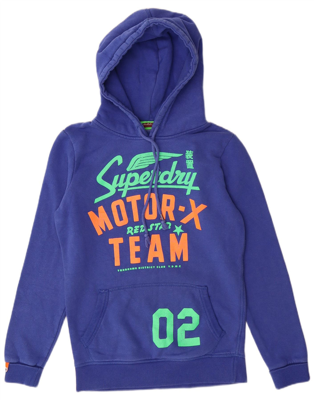 SUPERDRY Damen-Kapuzenpullover mit Grafik, UK 10, Größe S, Blau, Baumwolle