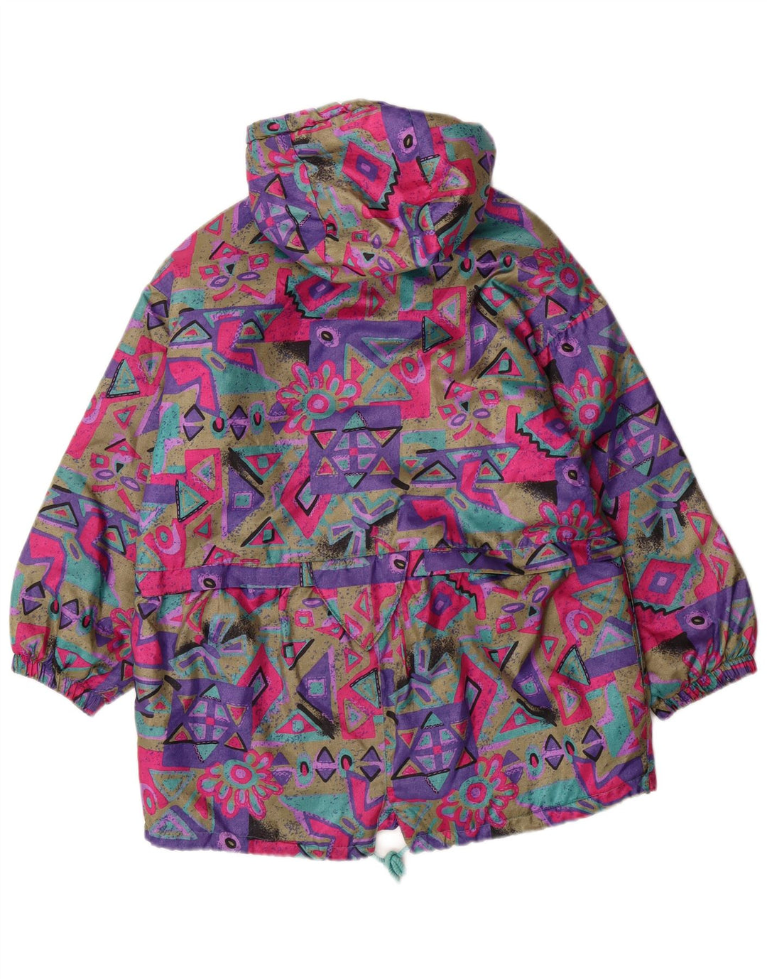 VINTAGE Windjacke für Mädchen mit Kapuze, 15–16 Jahre, mehrfarbig, geometrisch