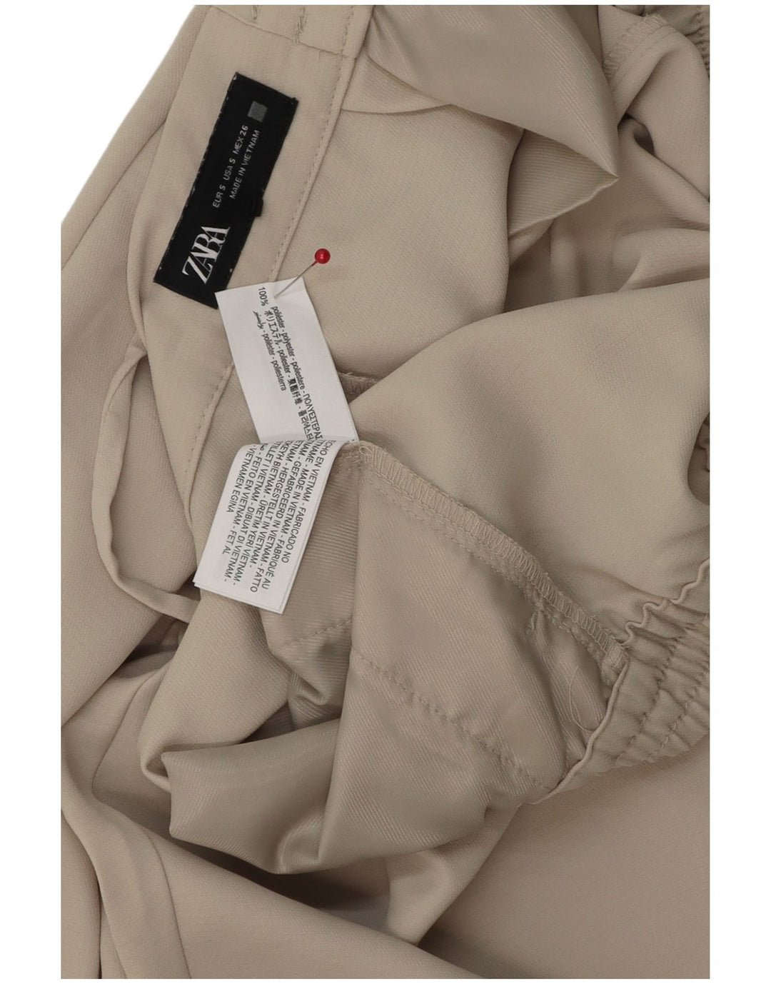 Zara Damen Tapered Casual-Hose, Größe S, W26, L25, Grau, Polyester