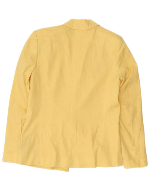 French Connection Zweireihiger Blazer für Damen, UK 6 XS, gelbes Leinen