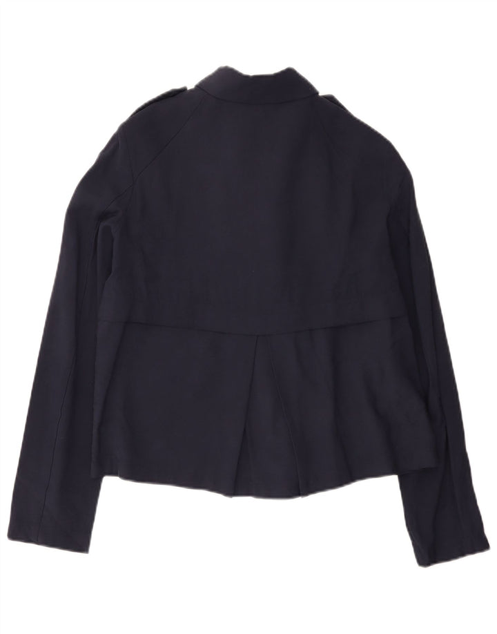 Zara Damen Bomberjacke UK 10 Small Marineblaue Viskose