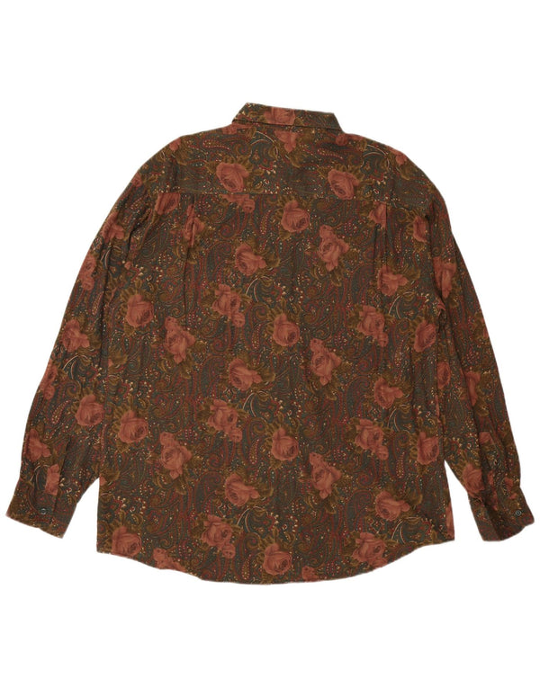 VINTAGE Herrenhemd XL Mehrfarbiges Blumen-Rayon