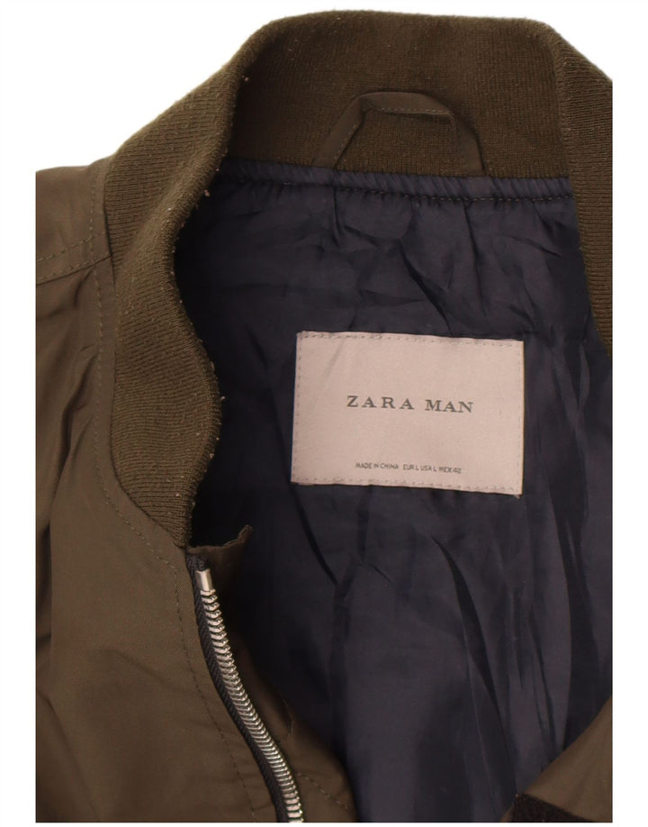 Zara Herren Bomberjacke UK 40 Large Khaki