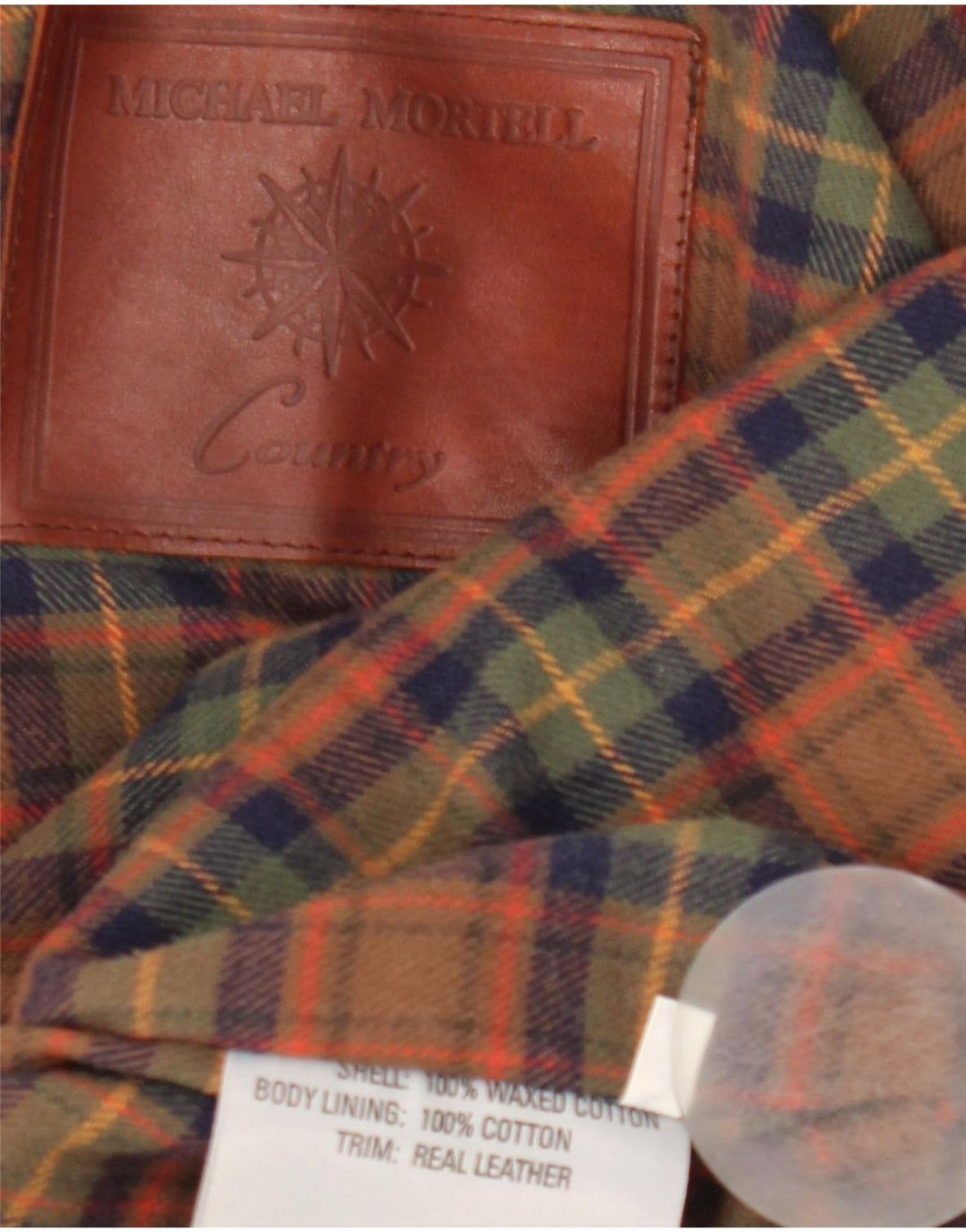 Michael Mortell Herrenjacke aus gewachster Baumwolle, UK 40, große braune Baumwolle