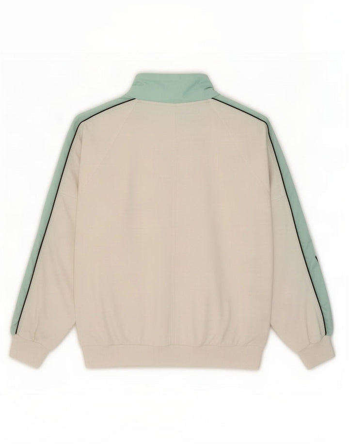 Ellesse Herren-Sweatshirt mit Knopfkragen, groß, weiße Blockfarben-Baumwolle