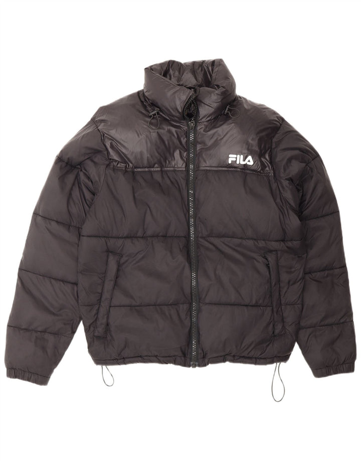 Fila Herren Loose Fit Wattierte Jacke UK 36 Small Schwarz Nylon
