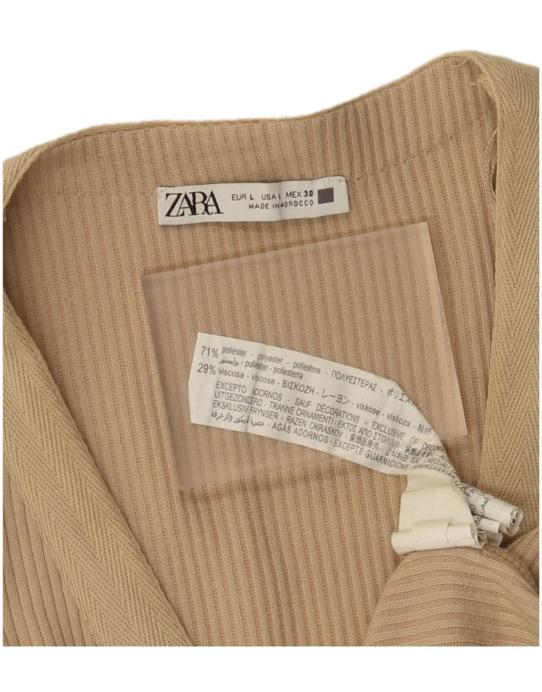 Zara Damen Ärmelloses Maxikleid UK 16 Large Beige Polyester
