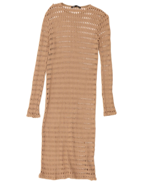 Zara Häkel-Strandkleid für Damen, UK 12, mittelbeige
