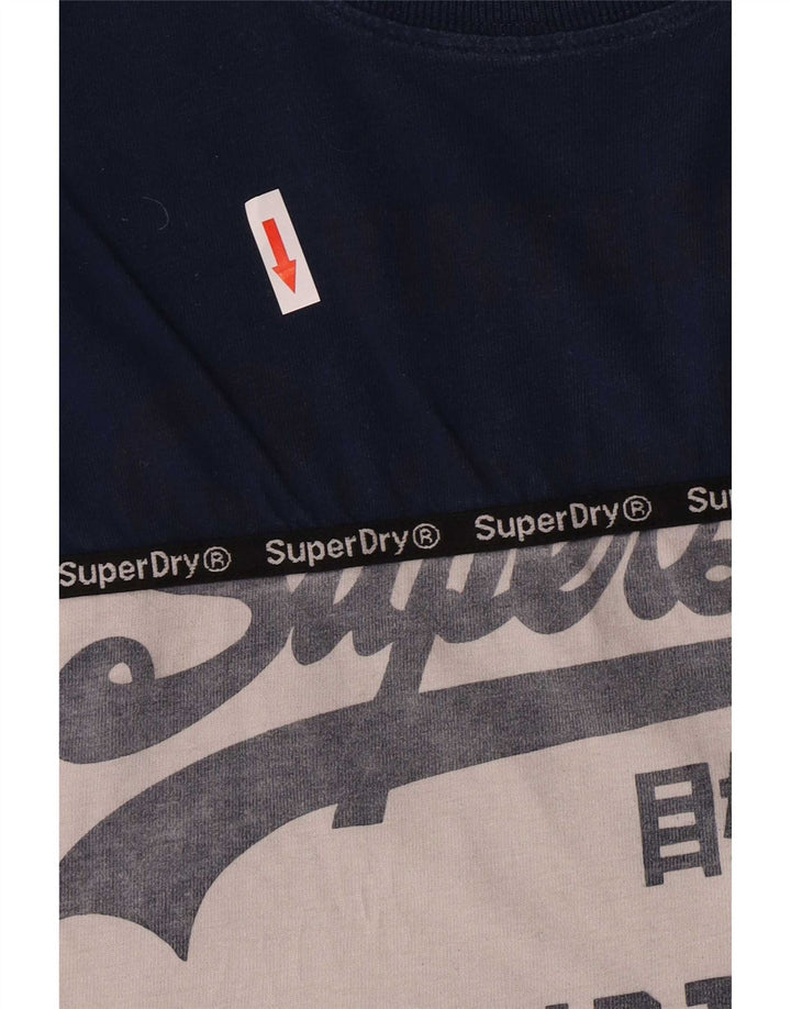 Superdry Herren Extra Slim Graphic Top Langarm 2XL Blau Farbblock