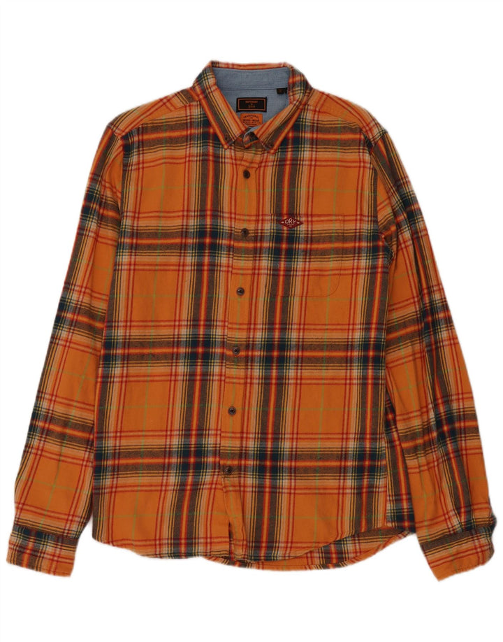 Superdry Herren-Flanellhemd aus mittelorange karierter Baumwolle