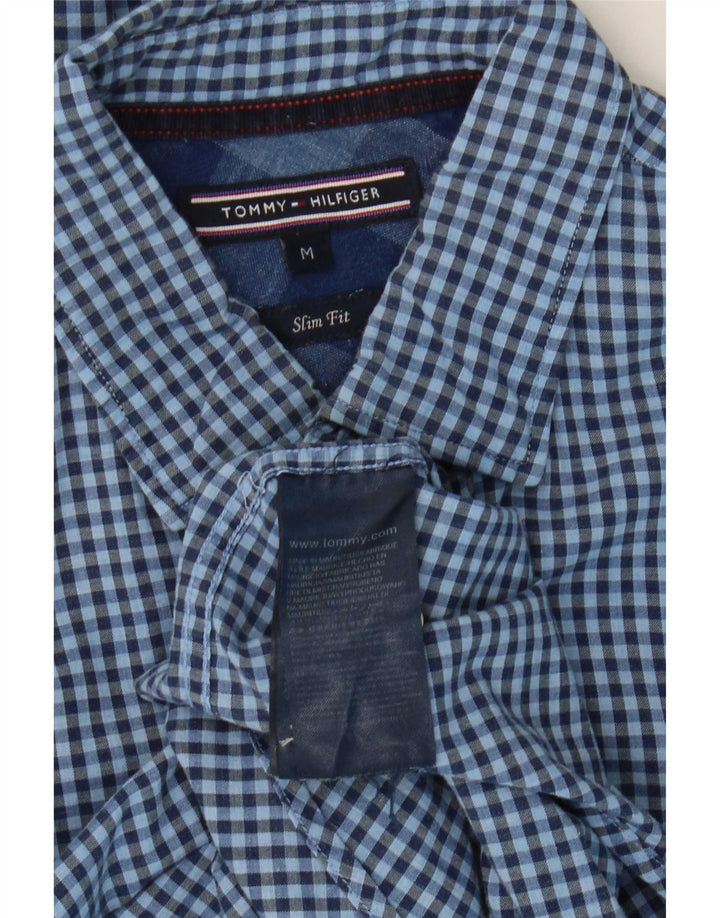 Tommy Hilfiger Herren-Slim-Fit-Hemd aus mittelblauer Gingham-Baumwolle