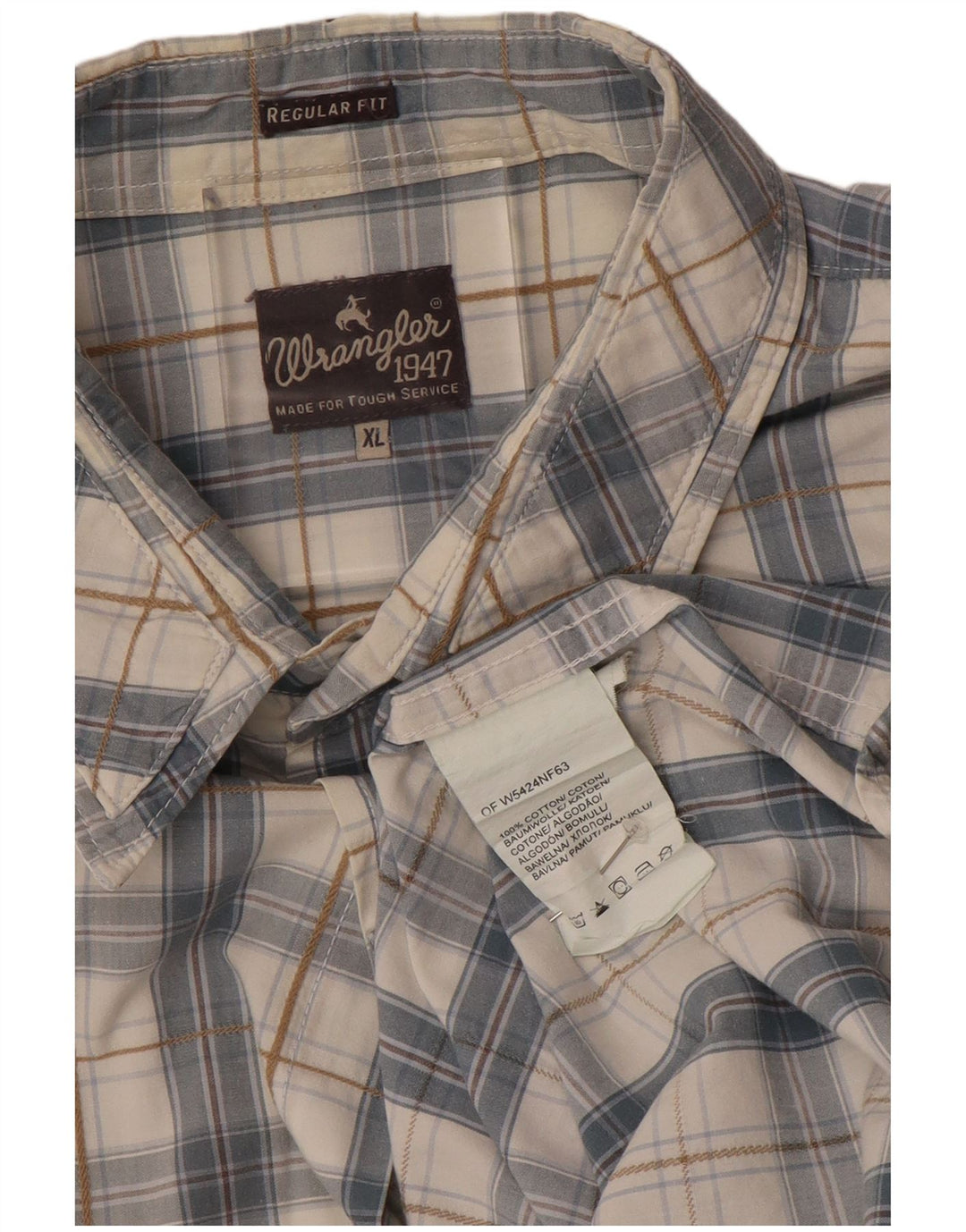 WRANGLER Herren-Hemd mit normaler Passform und kurzen Ärmeln, XL, grau kariert, Baumwolle
