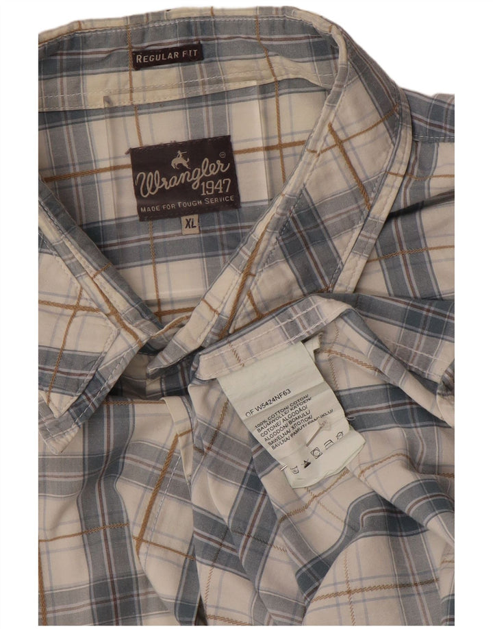 WRANGLER Herren-Hemd mit normaler Passform und kurzen Ärmeln, XL, grau kariert, Baumwolle
