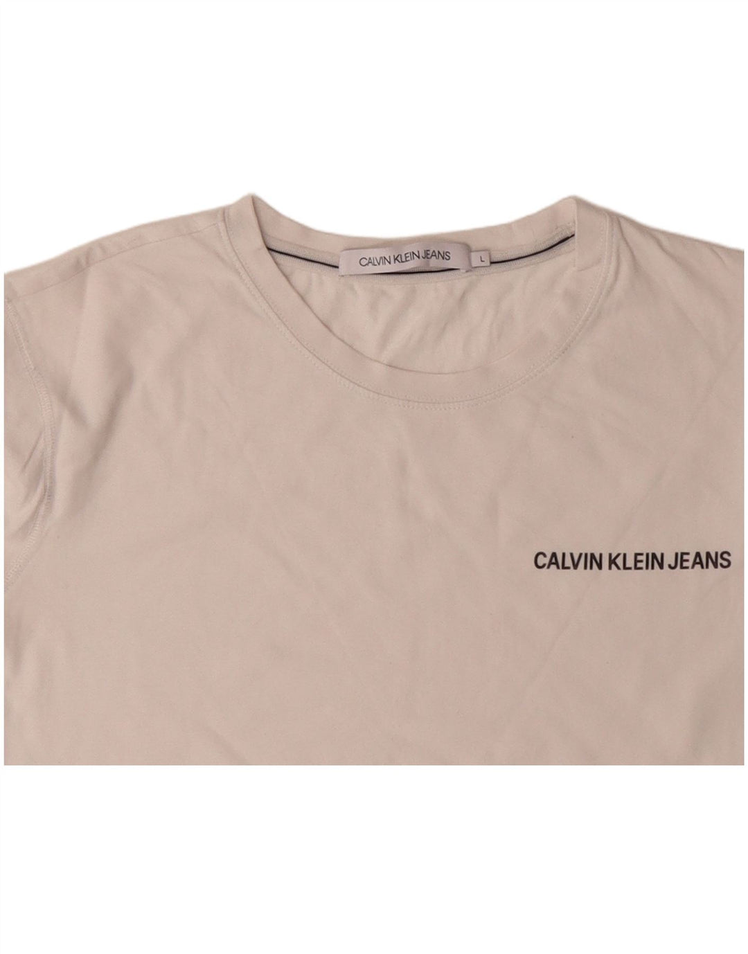 CALVIN KLEIN Herren Graphic Top Langarm UK 16 Large Off White Cotton
