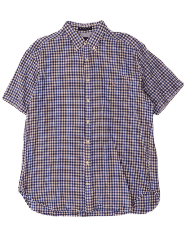 Gant Herren-Hemd, kurzärmelig, normale Passform, XL, blau, Gingham-Baumwolle