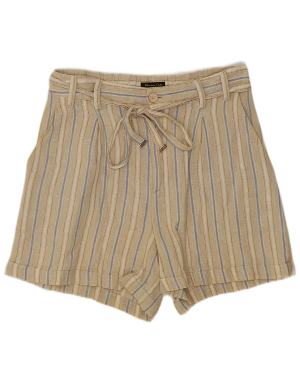 Massimo Dutti Damen High Rise Casual Shorts EU 36 XS W26 Beige gestreift